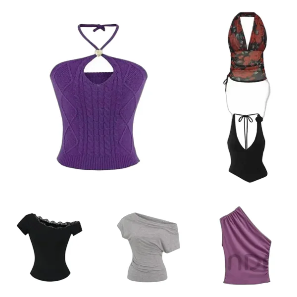 Hollowed-out backless halter top